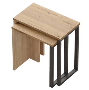 Lot de 2 tables basses gigognes Vesanto Noir - Imitation chêne