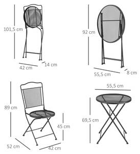 Gartenmöbel-Set 84B-829V01 Schwarz - Metall - 52 x 89 x 42 cm