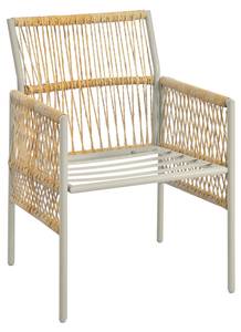 Gartenessgruppe MetalRattan Ⅴ Beige - Holzwerkstoff - Metall - Kunststoff - Polyrattan - 84 x 74 x 84 cm