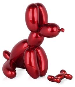 Harz-Skulptur Sitzende  Ballonhund Rot - 18 x 28 x 30 cm