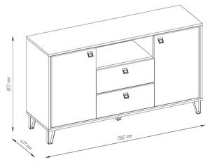 Sideboard TIRION Braun - Weiß - Holzwerkstoff - 133 x 80 x 40 cm