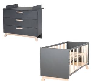 Set de chambre bébé Jara 2 pcs Gris - Bois manufacturé