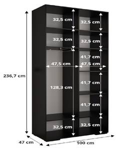 Armoire à portes battantes Man Ryf 2 Noir - Doré - 4 portes