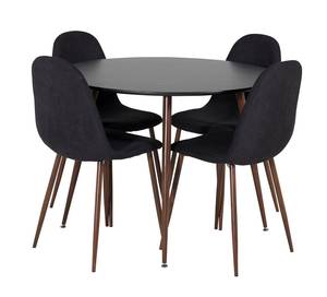 Essgruppe Plaza 15 (5-teilig) Schwarz - Massivholz - 100 x 75 x 100 cm