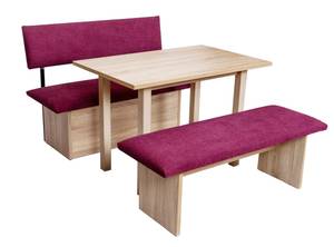 Essgruppe mit Truhe Tisch II (3er Set) Braun - Rot - Holzwerkstoff - Kunststoff - 48 x 88 x 125 cm