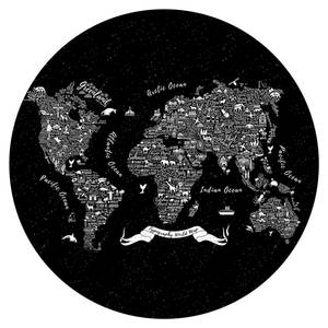 Typografie Weltkarte schwarz 75 x 75 cm