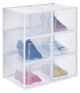 6er Pack Schuhboxen Weiß - Kunststoff - 28 x 21 x 36 cm