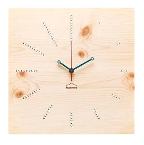 Design Wanduhr Azuhr Zirbe eckig Beige - Holz teilmassiv - 30 x 30 x 4 cm