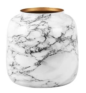Vase Marble Look Weiß - Metall - 14 x 13 x 14 cm