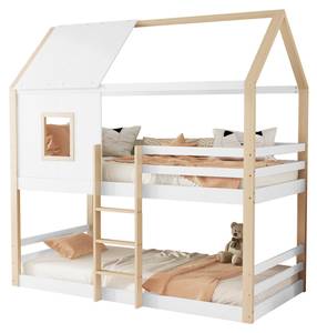 Etagenbett Melody Weiß - Holzwerkstoff - Massivholz - 95 x 213 x 205 cm