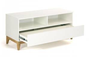 Meuble TV design scandinave Wide blanc Blanc - En partie en bois massif - 120 x 55 x 48 cm