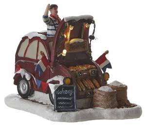 Weihnachtsdorf-Miniatur Bäckerwagen Rot - Stein - 9 x 10 x 13 cm