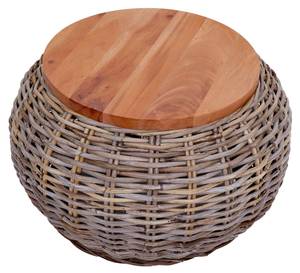 Beistelltisch M30 Braun - Metall - Rattan - Holzart/Dekor - 49 x 33 x 49 cm