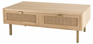Table basse 2 tiroirs Beige - Bois manufacturé - 60 x 40 x 110 cm
