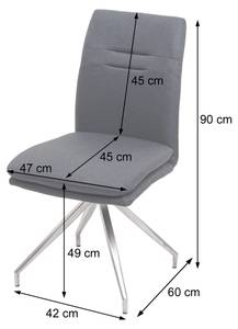 Chaise salle à manger H70 (lot de 2) Gris - Textile - 47 x 90 x 60 cm