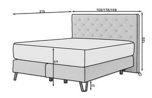 Boxspringbett BALIAN Himmelblau - Breite: 158 cm