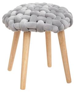 Tabouret déco en tricot de velours Gris