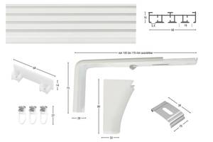 Flächenvorhangschiene Smart 4 lfg. Weiß - Breite: 360 cm