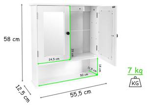 Spiegelschrank Meghan Weiß - Holzwerkstoff - 56 x 58 x 13 cm