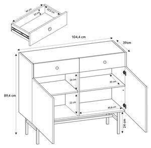 Sideboard DIVENOS Grau - Holzwerkstoff - 105 x 90 x 39 cm