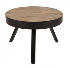 Table basse Suri Teck massif / Acier - Teck marron / Noir - 58 x 40 cm