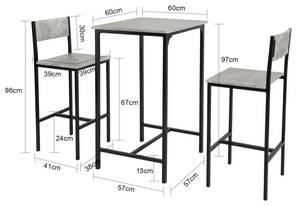 Table + 2 x Tabourets OGT27-HG Gris