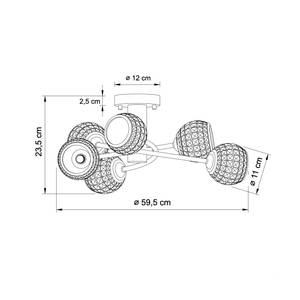 Deckenleuchte - Salvati Grau - Metall - 60 x 23 x 23 cm