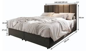 Boxspringbett MERIL Hochglanz Schwarz - Breite: 160 cm