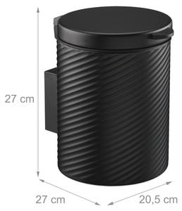 Kosmetikeimer Wandmontage 5 Liter Schwarz - Metall - Kunststoff - 21 x 27 x 27 cm