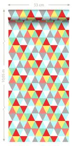 papier peint triangles 7070 Rouge - Fibres naturelles - Textile - 53 x 1005 x 1005 cm