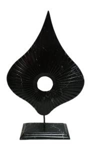 Skulptur Ellipse Schwarz Marmoroptik Schwarz - Kunststoff - Stein - 16 x 38 x 8 cm