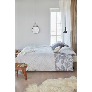 Parure de lit Faye Coton - Blanc vintage / Gris clair - 155 x 220 cm + oreiller 80 x 80 cm