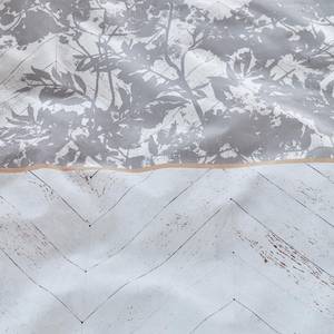 Parure de lit Faye Coton - Blanc vintage / Gris clair - 135 x 200 cm + oreiller 80 x 80 cm
