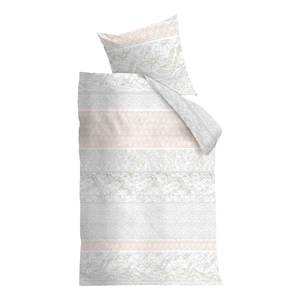 Parure de lit Lacy Coton - Blanc / Rose pastel - 155 x 220 cm + oreiller 80 x 80 cm