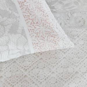 Parure de lit Lacy Coton - Blanc / Rose pastel - 135 x 200 cm + oreiller 80 x 80 cm
