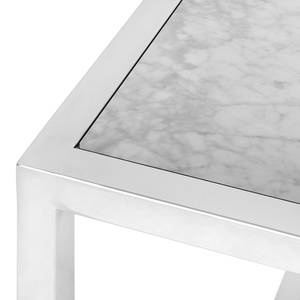 Table d’appoint Jacob Marbre / Acier inoxydable - Blanc / Argenté