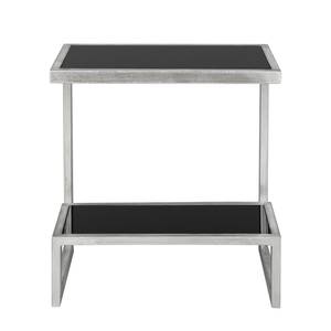 Tavolino Kennedy Ferro/Vetro Color argento/Nero