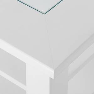 Beistelltisch Leander III Kiefer massiv - Weiß/Glas