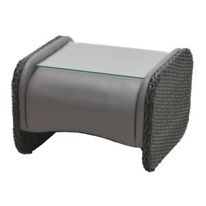 Tavolino Lesura Vera pelle/Polyrattan - Grigio/Marrone