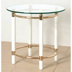 Table d'appoint Moselle I Acier / bois massif - Doré / Blanc brillant