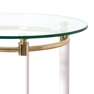 Table d'appoint Moselle I Acier / bois massif - Doré / Blanc brillant