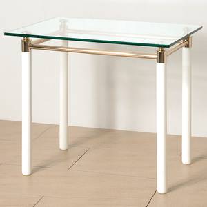 Tavolino Moselle III acciaio/legno massello dorato/bianco lucido