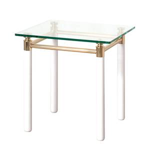 Table d'appoint Moselle IV Acier / Bois massif - Plaqué or / Blanc brillant