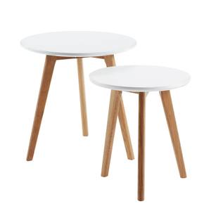 Tavolino Ockelbo (set da 2) Bianco/Parzialmente in legno massello di quercia