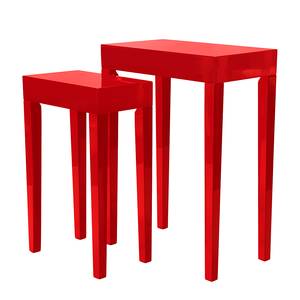 Set de tables d'appoint Gleamy Paulownia partiellement massif - Rouge brillant