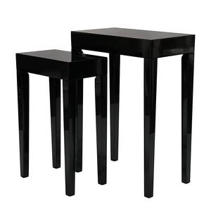 Set de tables d'appoint Gleamy Paulownia partiellement massif - Noir brillant