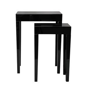 Set de tables d'appoint Gleamy Paulownia partiellement massif - Noir brillant