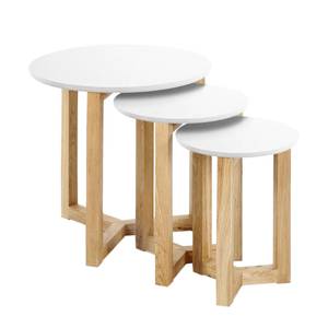 Tables gigognes Kumano (lot de 3) Chêne partiellement massif Blanc mat