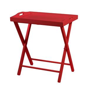 Table d'appoint Vassia Pin partiellement massif - Rouge