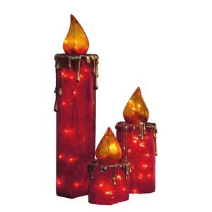 Beleuchtetes Maxi-Kerzen-Set (3-teilig) Polyresin, Rot